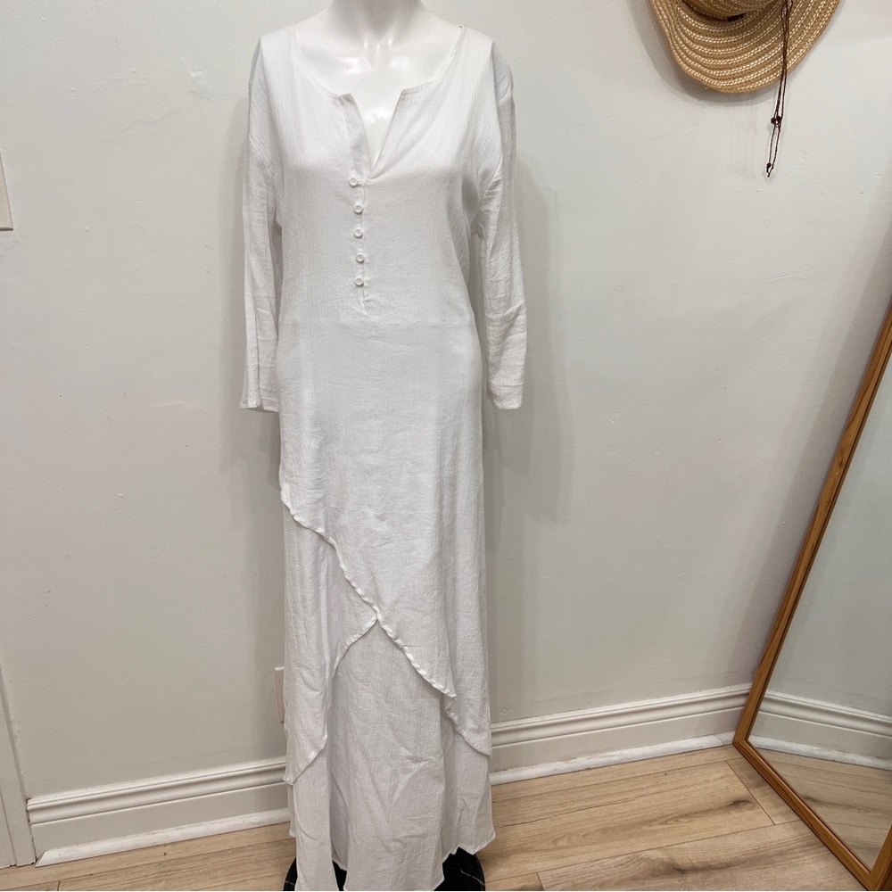 Women’s White Gypsy Boho Layered Maxi Dress